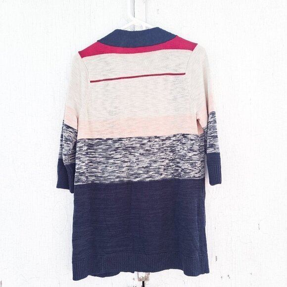 Torrid STRIPED OPEN CARDIGAN Navy Pink 10 - Picture 5 of 8